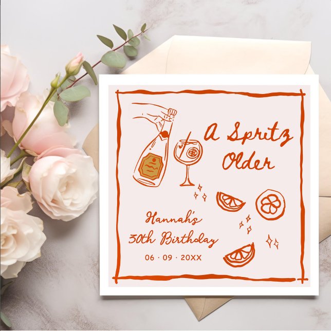 Serviette En Papier Fête d'anniversaire plus âgée Orange A Spritz dess (Créateur téléchargé)