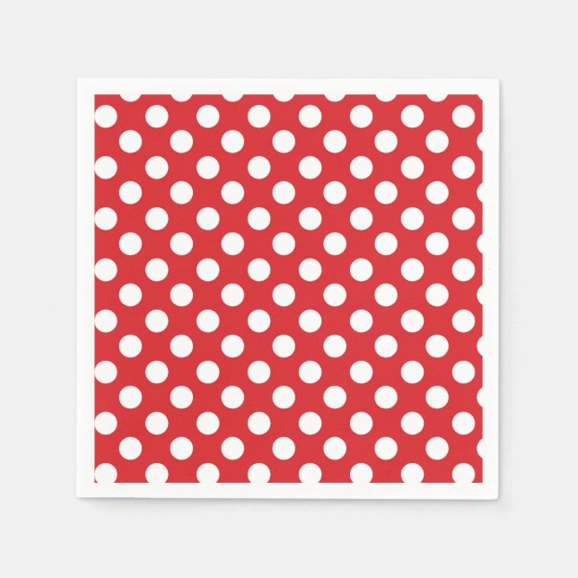 Serviette En Papier Fête d'anniversaire points rouges et blancs (Devant)
