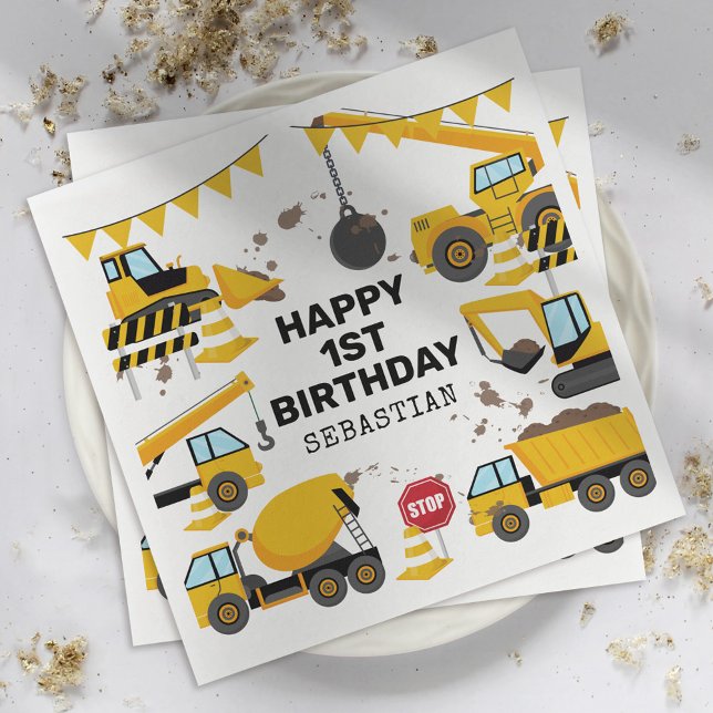 Serviette En Papier Fête d'anniversaire pour enfants de construction (Créateur téléchargé)
