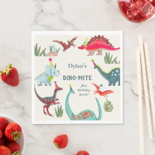 Serviette En Papier Fête d'anniversaire pour enfants dinosaures