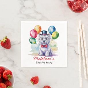 Serviette En Papier Fête d'anniversaire pour enfants Westie à l'aquare