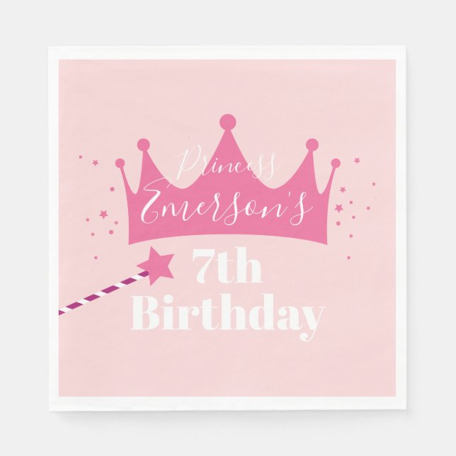 Serviette En Papier Fête d'anniversaire princesse couronne filles (Devant)