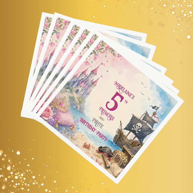 Serviette En Papier Fête d'anniversaire princesse et pirate  (Créateur téléchargé)
