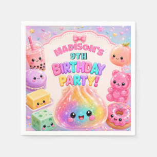 Serviette En Papier Fête d'anniversaire Rainbow Glitter Dumpling Squis