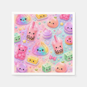 Serviette En Papier Fête d'anniversaire Rainbow Glitter Dumpling Squis