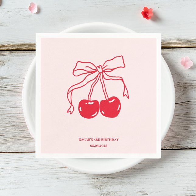 Serviette En Papier Fête d'anniversaire Red & Pink Cherry (Créateur téléchargé)