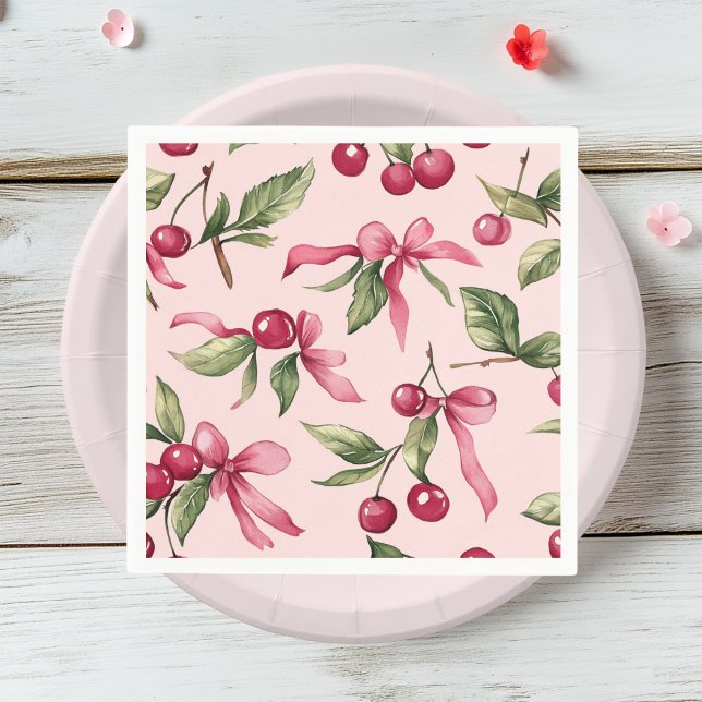 Serviette En Papier Fête d'anniversaire Red & Pink Cherry (Créateur téléchargé)
