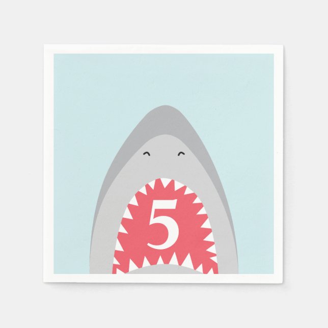 Serviette En Papier Fête d'anniversaire requin (Devant)