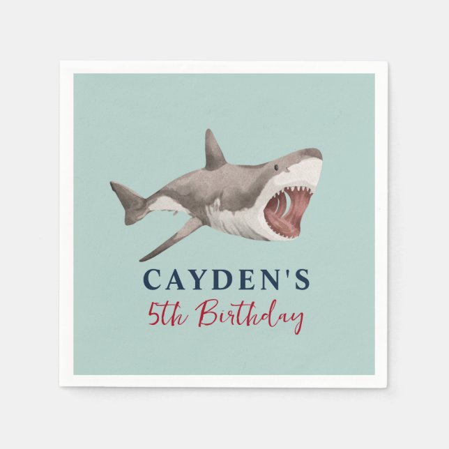 Serviette En Papier Fête d'anniversaire requin (Devant)
