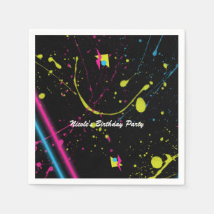 Serviette En Papier Fête d'anniversaire Rétro 80's Néon Glow Splatter