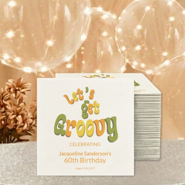 Serviette En Papier Fête d'anniversaire rétro groovy 60 ans (Créateur téléchargé)