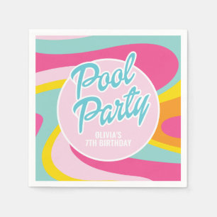 Serviette En Papier Fête d'anniversaire rose à la plage de Malibu avec