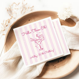 Serviette En Papier Fête d'anniversaire rose fantaisiste à la main Coc