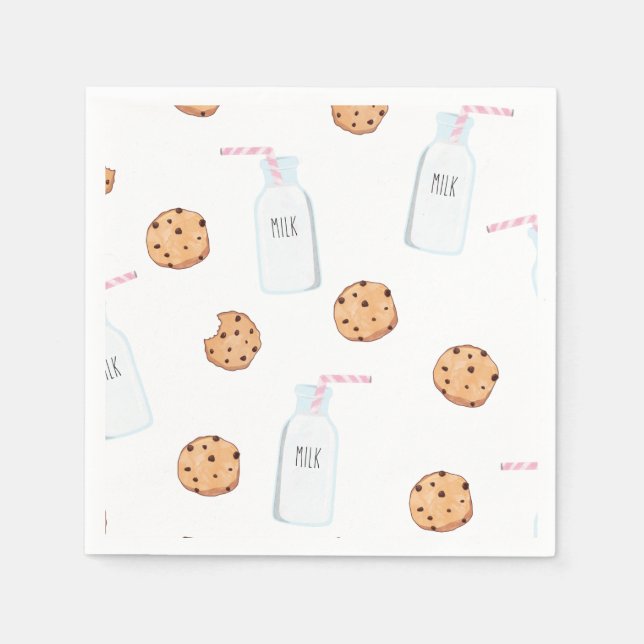 Serviette En Papier Fête d'anniversaire rose Lait et Cookies (Devant)