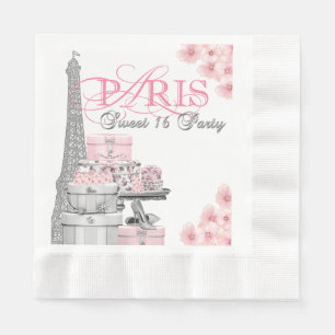 Serviette En Papier Fête d'anniversaire rose Paris pour 16 ans douce