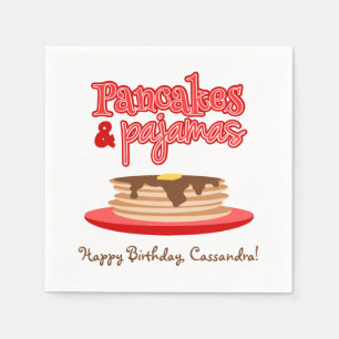 Serviette En Papier Fête d'anniversaire rouge de crêpes et de pyjama
