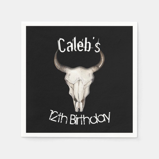 Serviette En Papier Fête d'anniversaire rustique boho bohémien vache t (Devant)