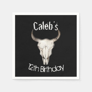 Serviette En Papier Fête d'anniversaire rustique boho bohémienne vache
