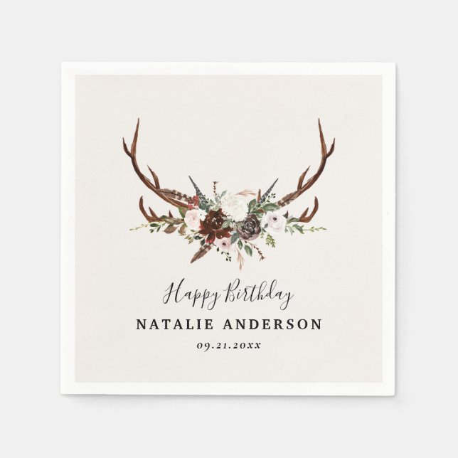 Serviette En Papier Fête d'anniversaire rustique botanique automnale d (Devant)