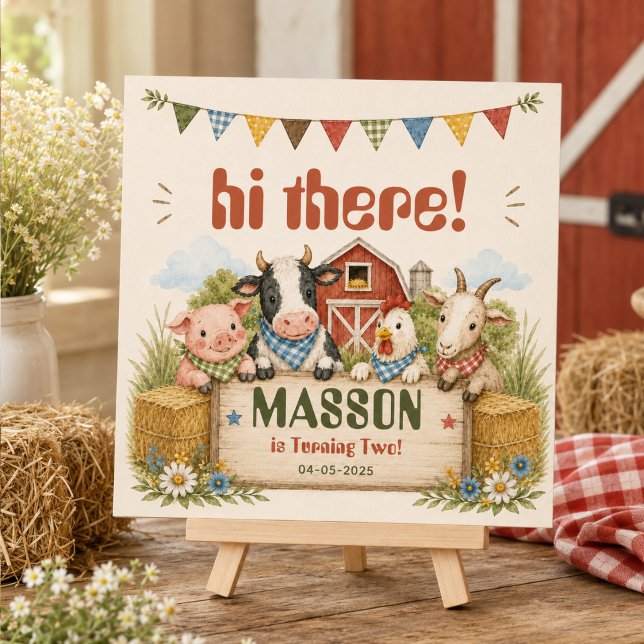 Serviette En Papier Fête d'anniversaire rustique de la ferme pour enfa (Rustic Barnyard 2nd Birthday kids Party Napkins
)