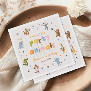 Serviette En Papier Fête d'anniversaire safari d'animaux mignons