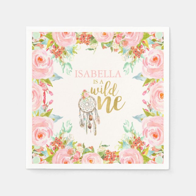 Serviette En Papier Fête d'anniversaire sauvage Napkin Boho Dreamcatch (Devant)