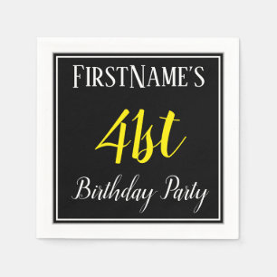 Serviette En Papier Fête d'anniversaire simple, 41ème avec nom personn