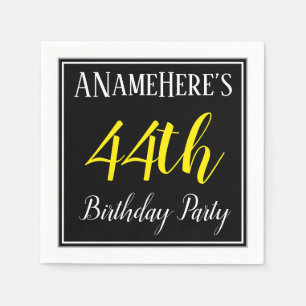 Serviette En Papier Fête d'anniversaire simple, 44e avec nom personnal