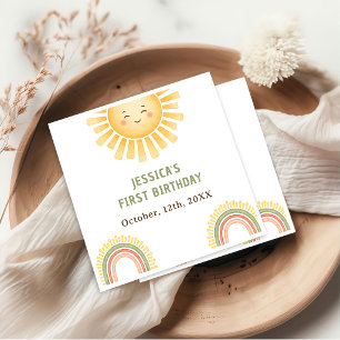 Serviette En Papier Fête d'anniversaire soleil et arc-en-ciel