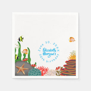 Serviette En Papier Fête d'anniversaire sous les plantes marines, pois