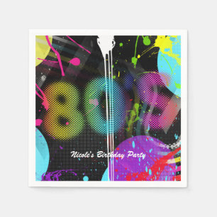 Serviette En Papier Fête d'anniversaire Splash Arc-en-ciel Rétro Bash 