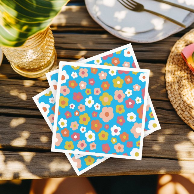 Serviette En Papier Fête d'anniversaire super Daisies Floral PERSONNAL (Groovy Daisies Floral BIRTHDAY PARTY CUSTOM Napkins
)