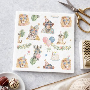 Serviette En Papier Fête d'anniversaire sur le thème des animaux de la