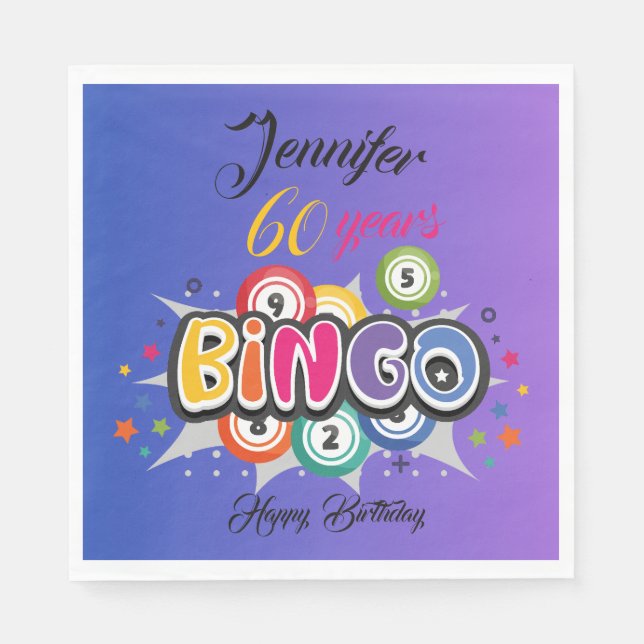 Serviette En Papier fête d'anniversaire sur le thème du BINGO  (Devant)