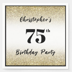 Serviette En Papier Fête d'anniversaire sur mesure noir et or 75 ans