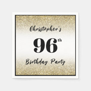 Serviette En Papier Fête d'anniversaire sur mesure noir et or 96 ans