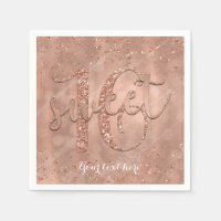 Fête d'anniversaire Sweet 16 pailleté or rose faux
