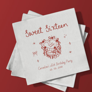 Serviette En Papier Fête d'anniversaire Sweet Sixteen dessinée à la ma