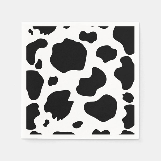 Serviette En Papier Fête d'anniversaire Taches de vache noire et blanc (Devant)