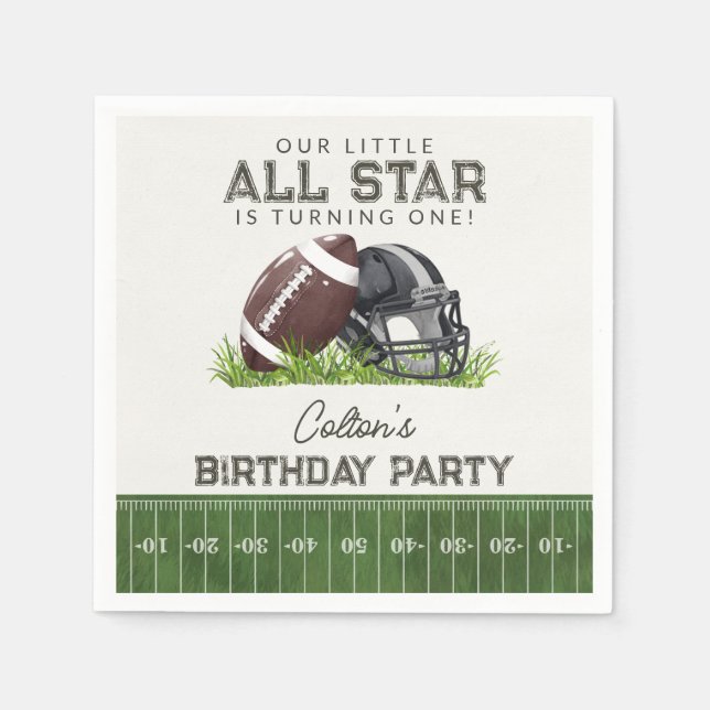 Serviette En Papier Fête d'anniversaire Touchdown Petite Star de Footb (Devant)