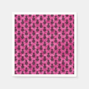 Serviette En Papier Fête d'anniversaire tropicale d'ananas rose et