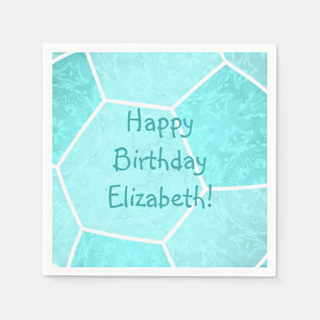 Serviette En Papier fête d'anniversaire turquoise (Devant)
