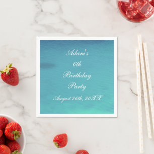 Serviette En Papier Fête d'anniversaire Turquoise Blue Water Nom Date 