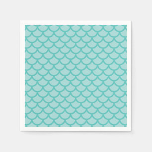 Serviette En Papier Fête d'anniversaire turquoise de Mermaid Scales