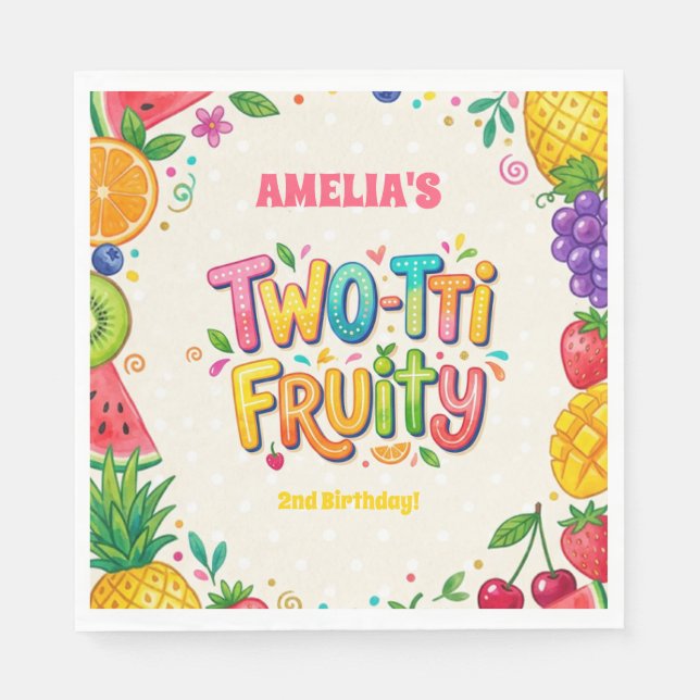 Serviette En Papier Fête d'anniversaire Two-tti Fruity 2 ans (Devant)