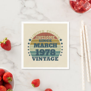 Serviette En Papier Fête d'anniversaire vintage personnalisée