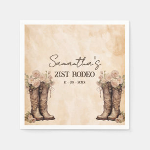 Serviette En Papier Fête d'anniversaire western 21 ans rose poudré