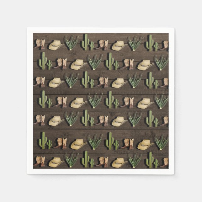 Serviette En Papier Fête d'anniversaire Western Cowboy rustique Rodéo  (Devant)