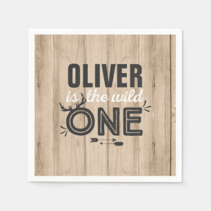 Serviette En Papier Fête d'anniversaire Wild One Napkin Rustic Wild On