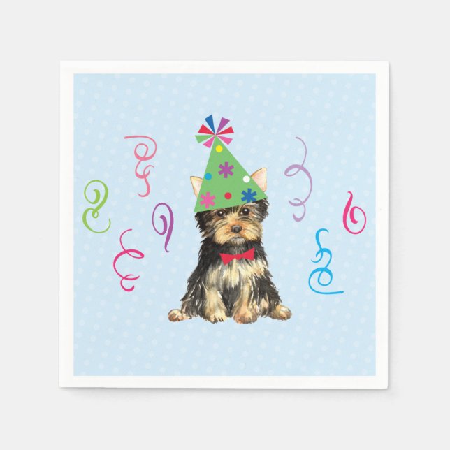 Serviette En Papier Fête d'anniversaire Yorkie (Devant)